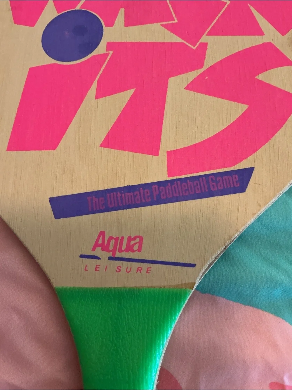 Aqua Pink and Green Wacky Wits Paddle Ball Set